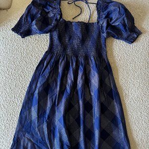 Hill House Athena Nap Dress in Navy Glitter Check (S) NWOT